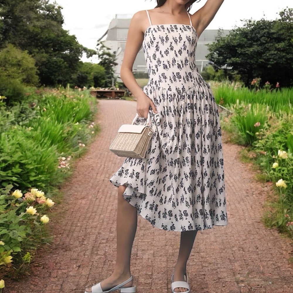 Hutch Anthropologie Floral Plisse Dress